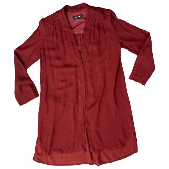 Isabel Marant Maroon Red Burgundy Long Sleeve V-Neck Split Hem Tunic Dress sz M - Picture 11 of 12